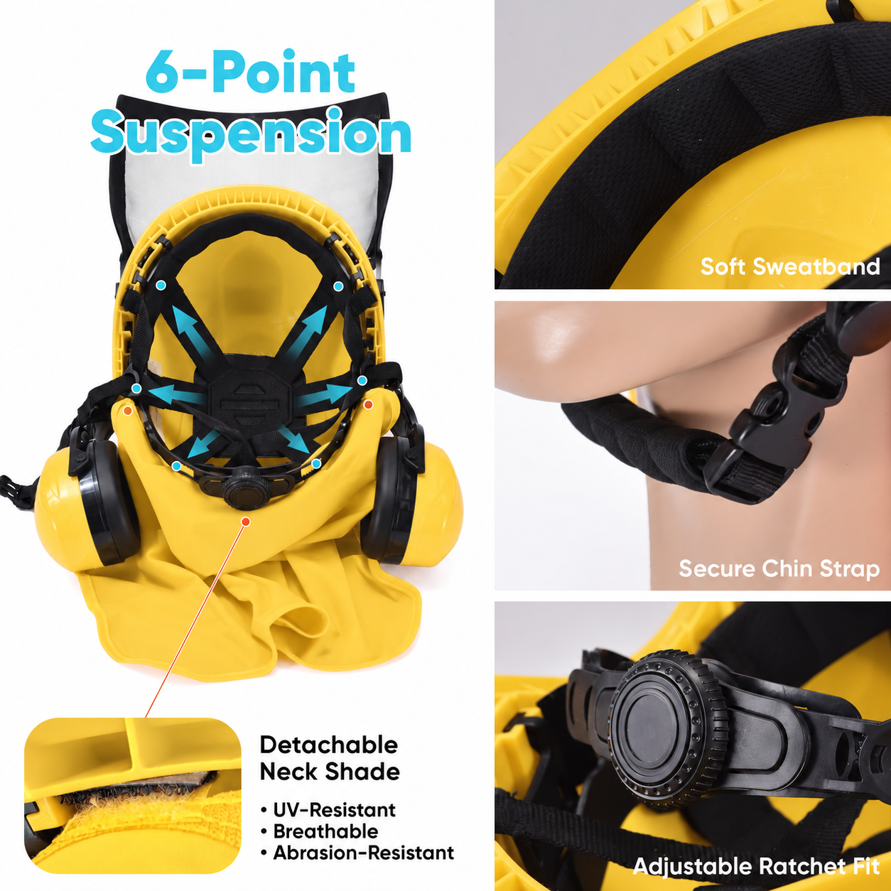 Casco di sicurezza forestale con visiera in rete e paraorecchie M-5017
