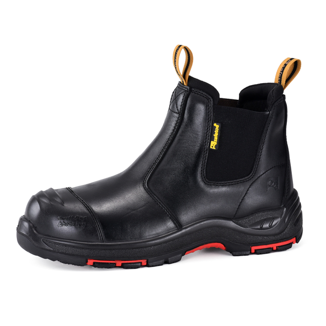 Stivali antinfortunistici slip-on in pelle nera con punta composita e protezione in Kevlar | M-8025NBK