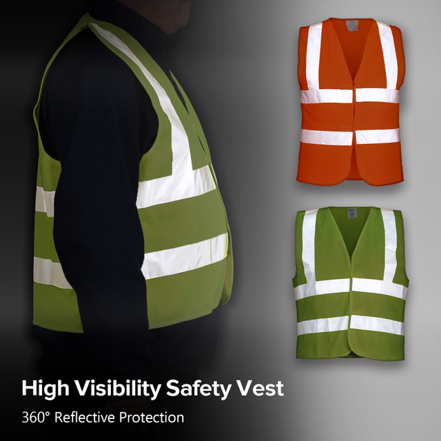 Gilet di sicurezza riflettente ad alta visibilità giallo e arancione | Gilet da lavoro leggero EN ISO 20471